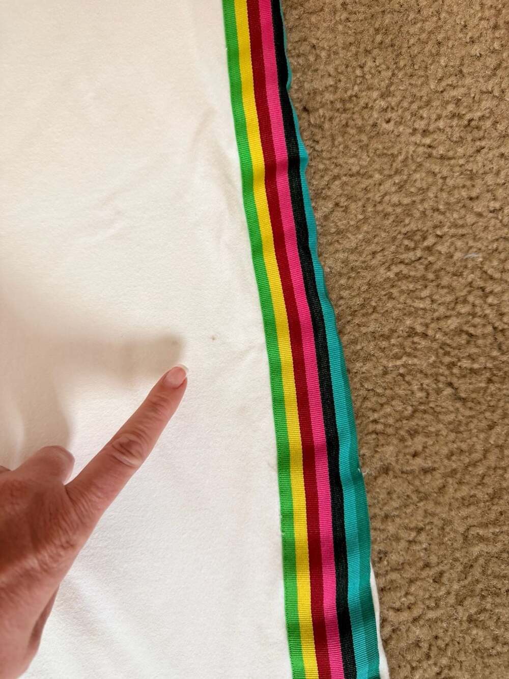 BCBGMAXAZRIA White Rainbow Stripe Rhinestone Logo Sweatpants Size S - Picture 3 of 9